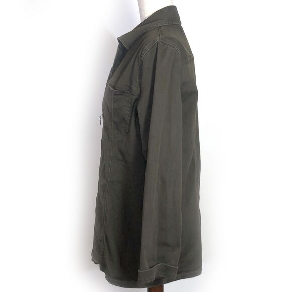 Chico's Olive Green Jacket Medium Stretch Cotton - Picture 2 of 7